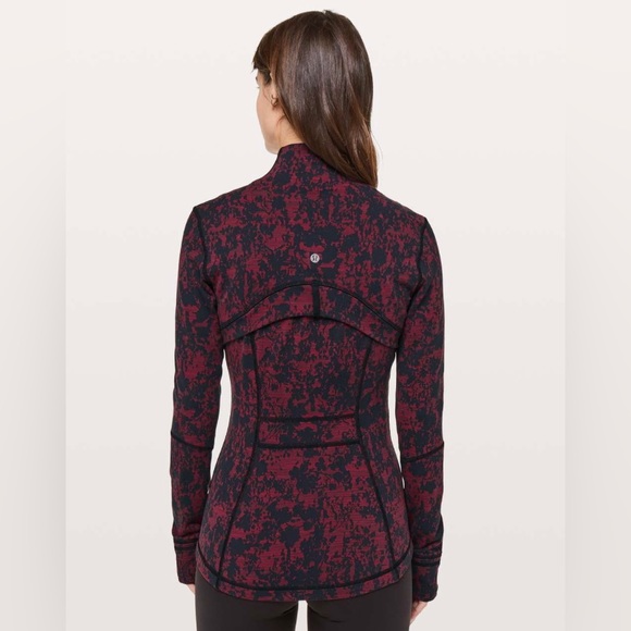 🍒LULULEMON DEFINE Jacket sz 8 SCATTER BLOSSOM JACQUARD Black/Garnet Red *LUON - Picture 8 of 8